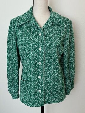 Vintage Handmade 70s Dagger Collar Floral Blouse